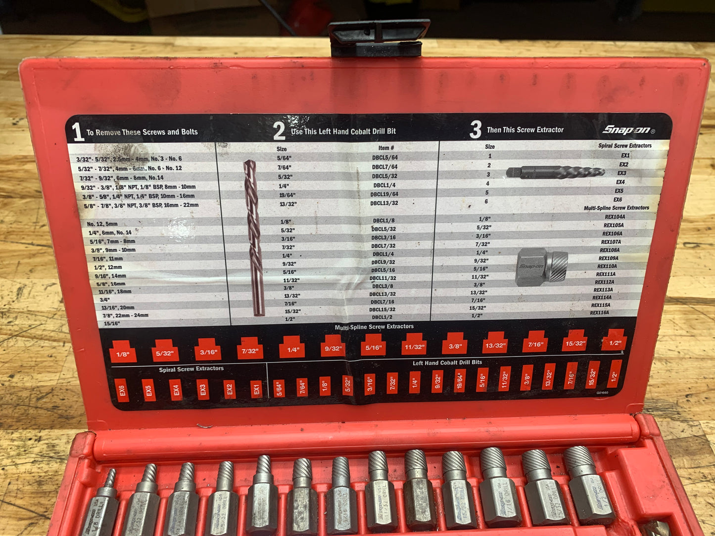 Snap On Master Screw Extractor / Cobalt Bit Set EXD35 USA