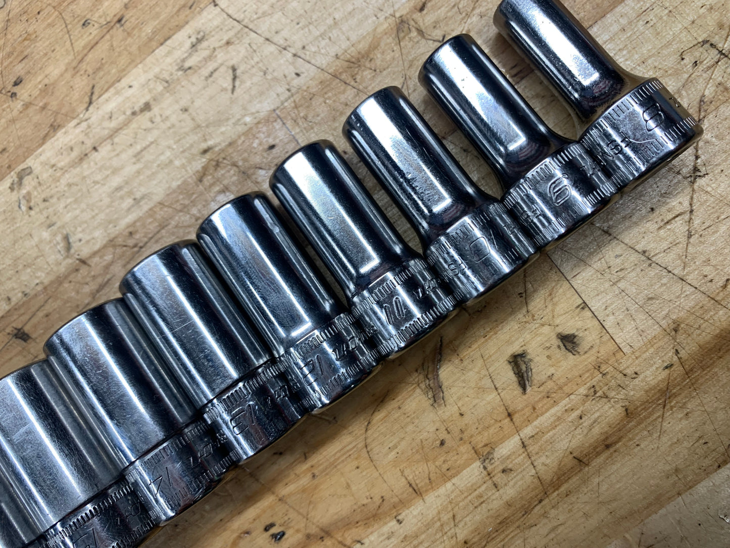 Snap On 3/8” Metric 12pc Semi Deep Socket Set 8-19mm USA 212FSMSY