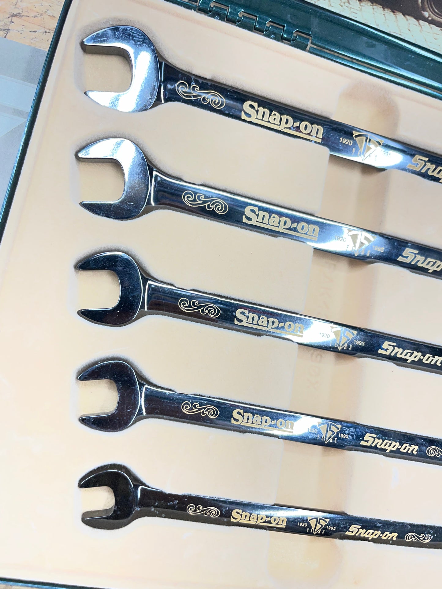 Snap On 75th Anniversary Edition 1995 24K Gold Engraved SAE Wrench Set 5pc USA KRA285