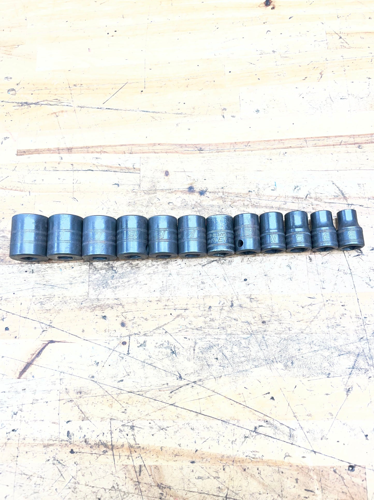 Snap On 3/8” Metric Shallow Impact Socket Set 12pc 8-19mm USA