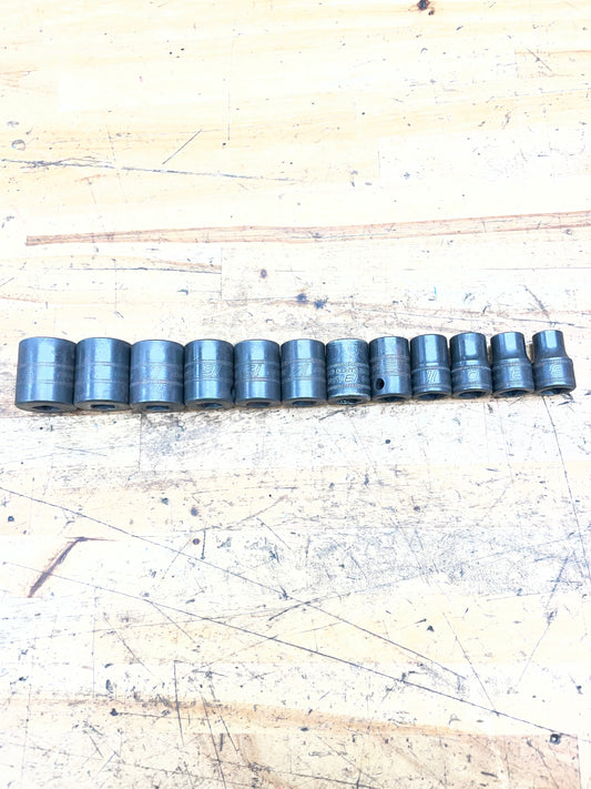 Snap On 3/8” Metric Shallow Impact Socket Set 12pc 8-19mm USA