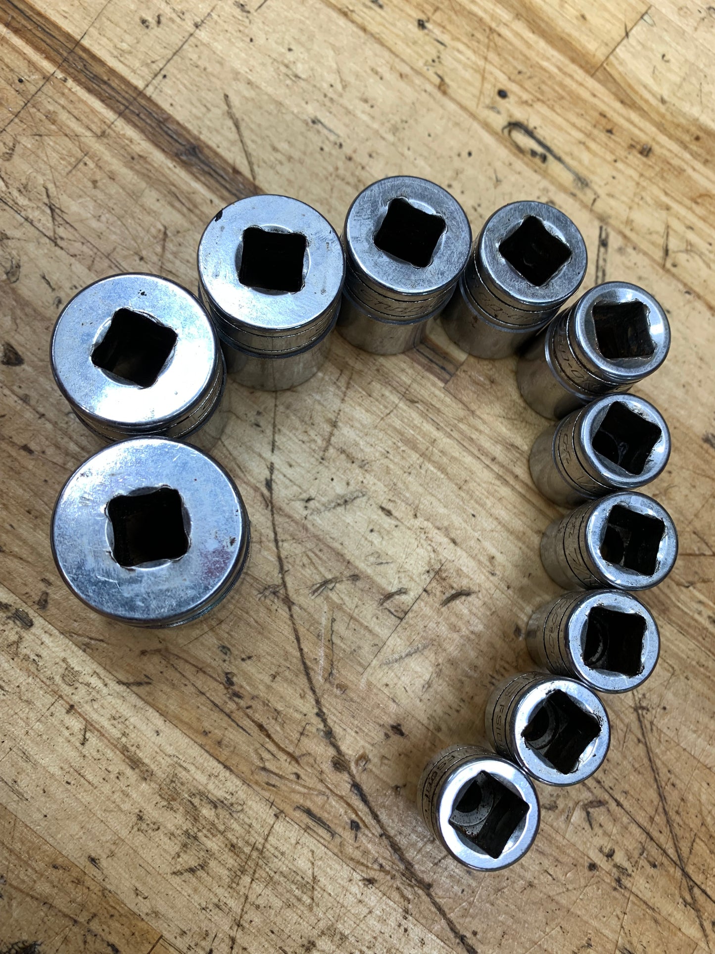 Snap On 3/8" SAE Shallow Socket Set 11pc 1/4"-7/8" USA 211FSY