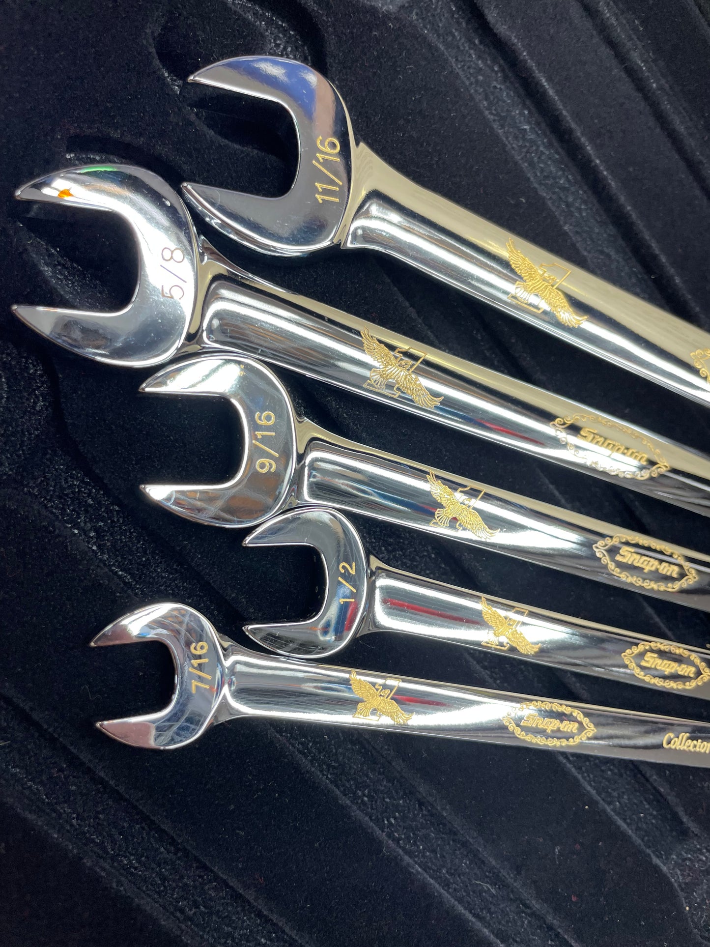 Snap On Collector Wrench Series 24K Gold Engraved SAE Combo Wrench Set 5pc USA