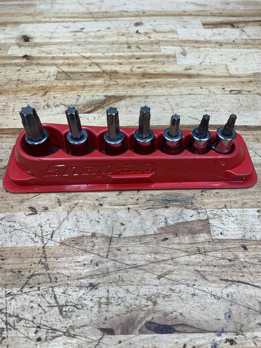 Snap On 3/8” Torx Socket Set Tray 7pc USA 207EFTXY