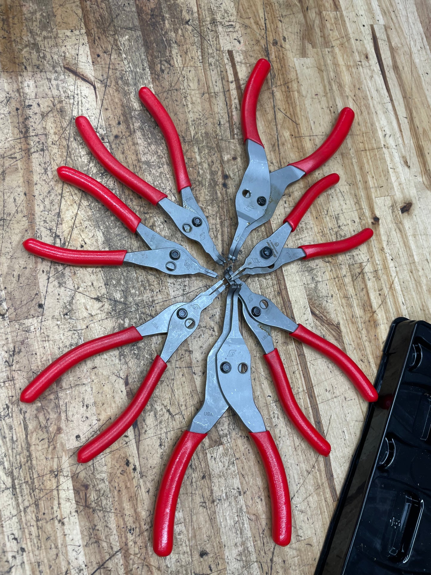 Snap On Snap Ring Pliers Tray 7pc New Detent Pin Hinge USA SRPCR107