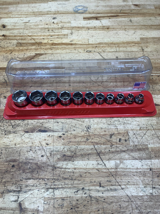 Snap On 3/8" SAE Shallow Socket Set 11pc MINT USA 211FSY