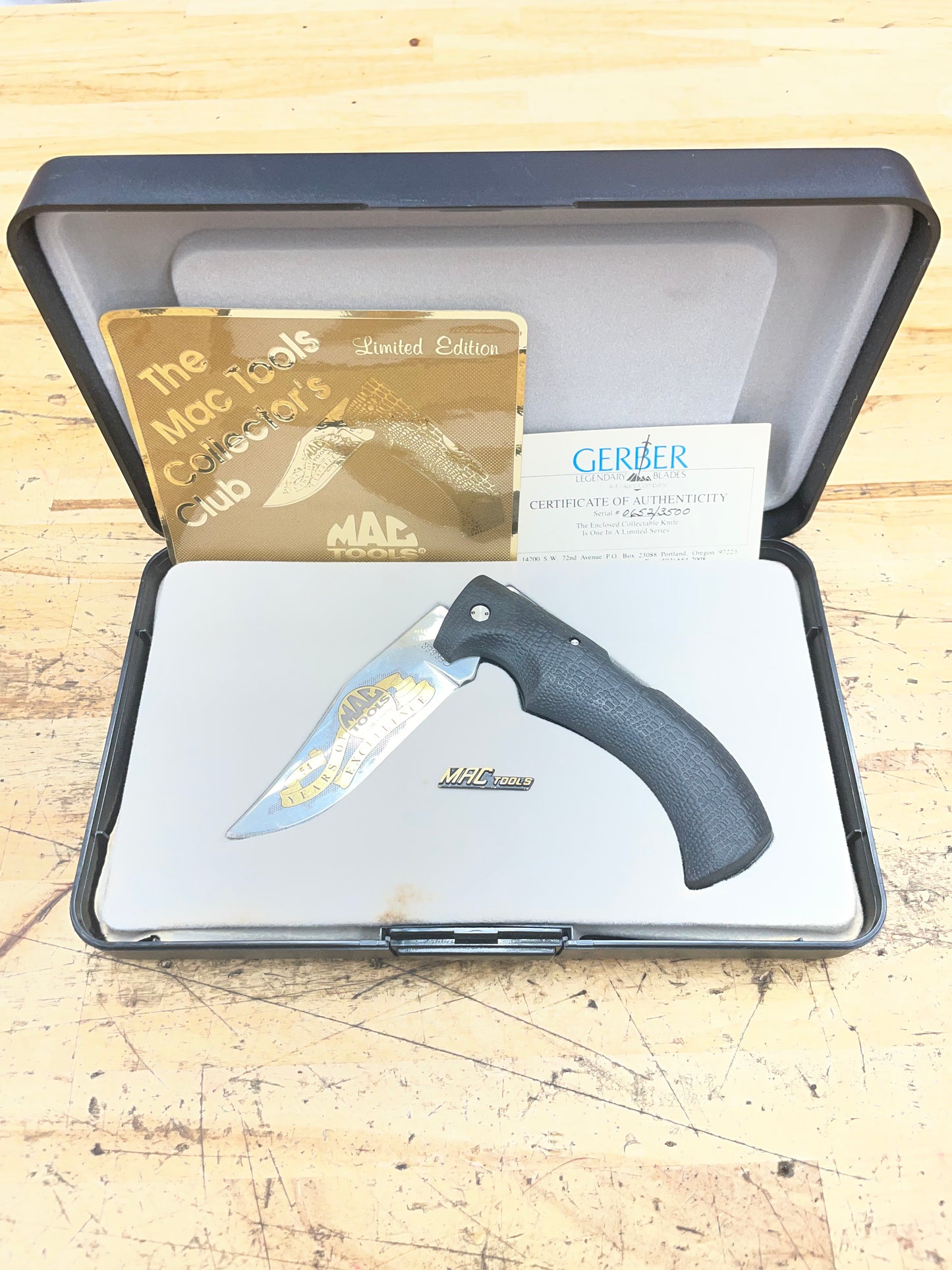 Vintage Gerber Mac Tools 54th Anniversary Commemorative Pocket Knife 1938-1992 Limited Edition #652/3500 w/ Case USA