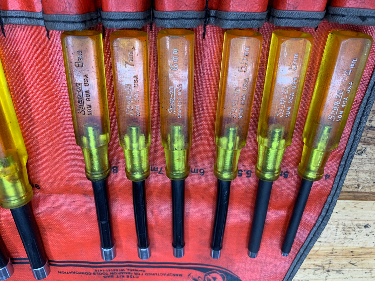 Snap On Vintage Metric Nut Driver Set 12pc USA NDM1200AK