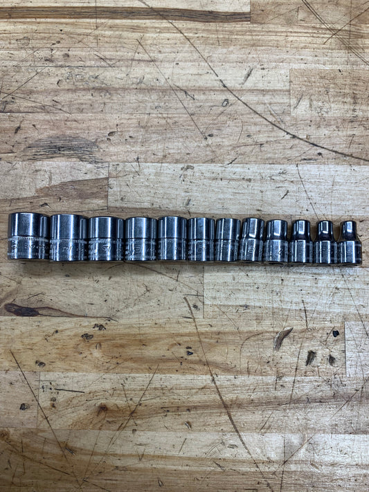 Snap On 1/4” Metric Shallow Socket Set 12pc, 5-15mm USA 112TMMY