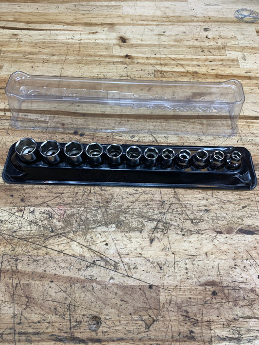Snap On 3/8" Metric Shallow Socket Set 12pc LIKE NEW USA 212FSMY