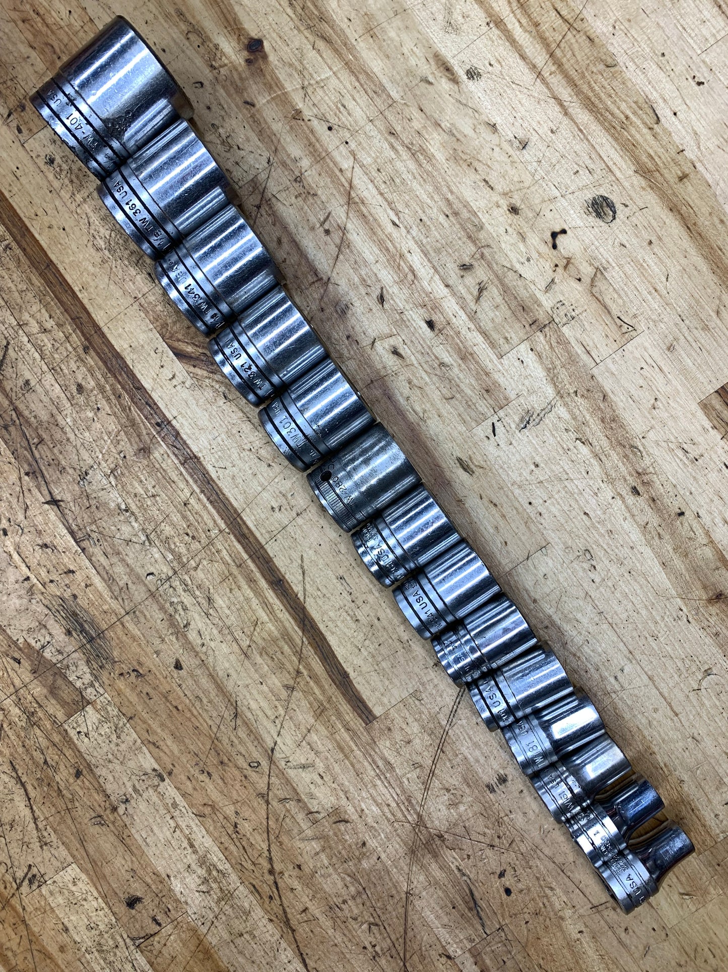 Snap On 1/2” SAE Shallow Socket Set 14pc USA 3/8"- 1-1/4"