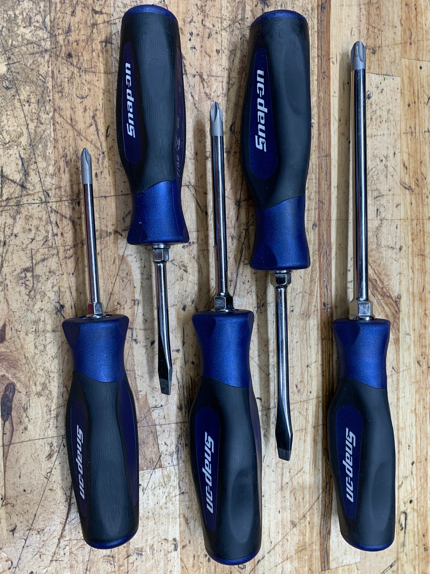 Snap On Power Blue Instinct Screwdriver Set 5pc Phillips/Flathead USA
