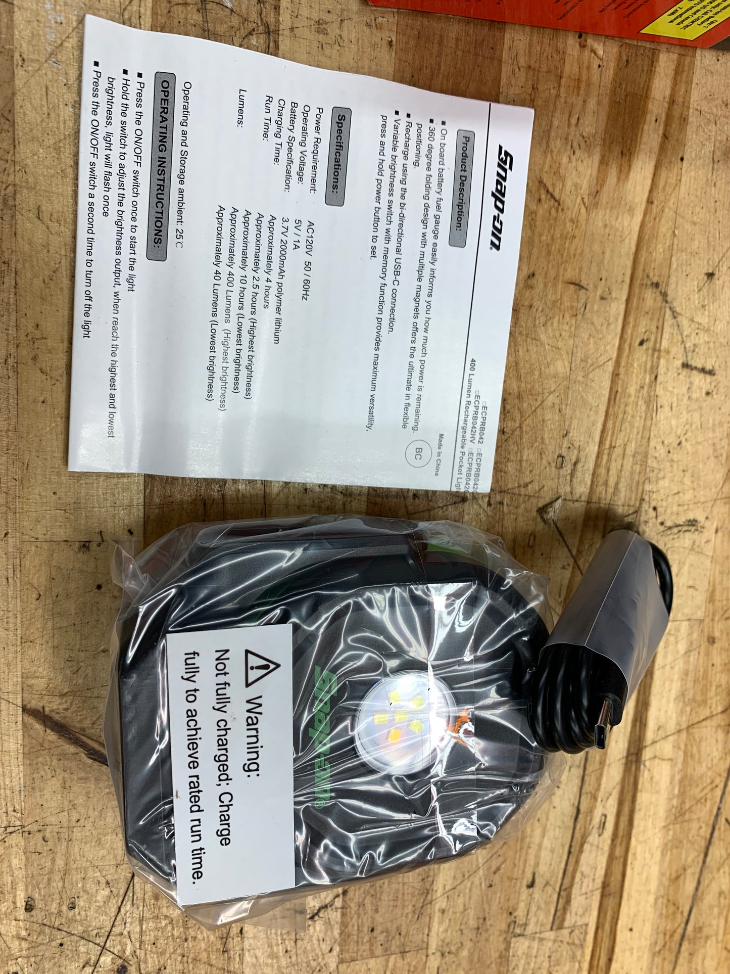 Snap On Magnetic Work Light ECPRB042G