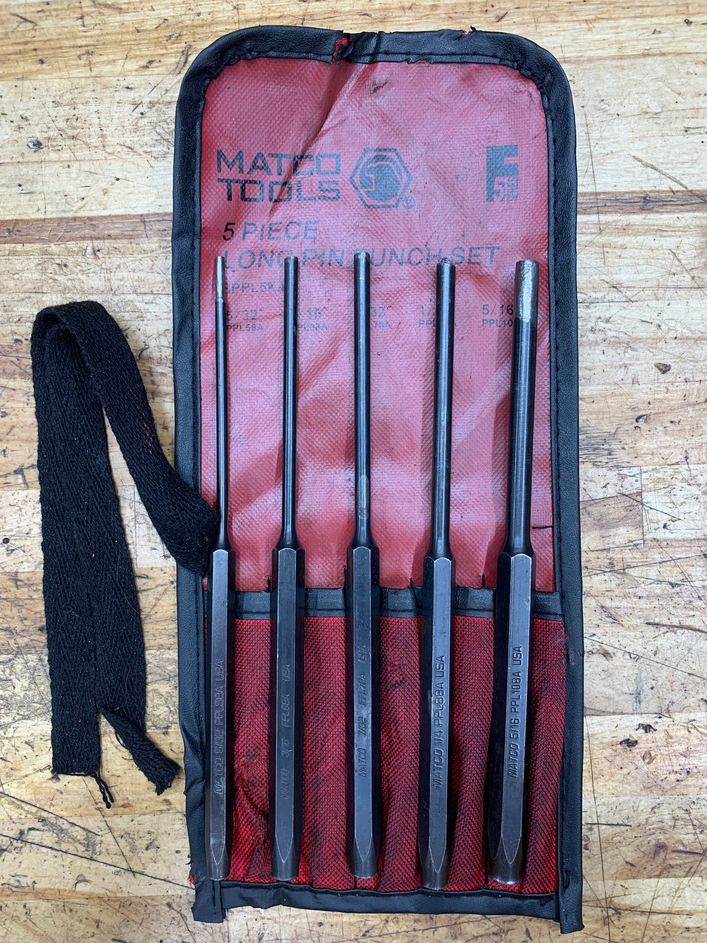 Matco Long Pin Punch 5pc Set USA SPPL5KA