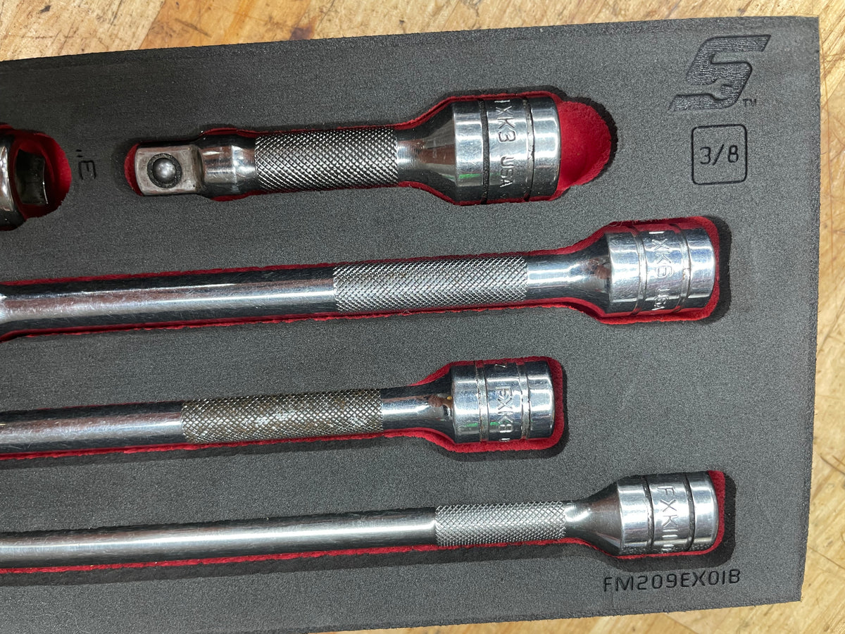 Snap On 3/8” Extension/Adapter Set 9pc Foam Tray USA 209AFXAFR