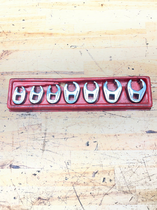 Snap On 3/8" SAE Flare Crowsfoot Socket Set 7pc  3/8"-3/4" USA 207SFRH