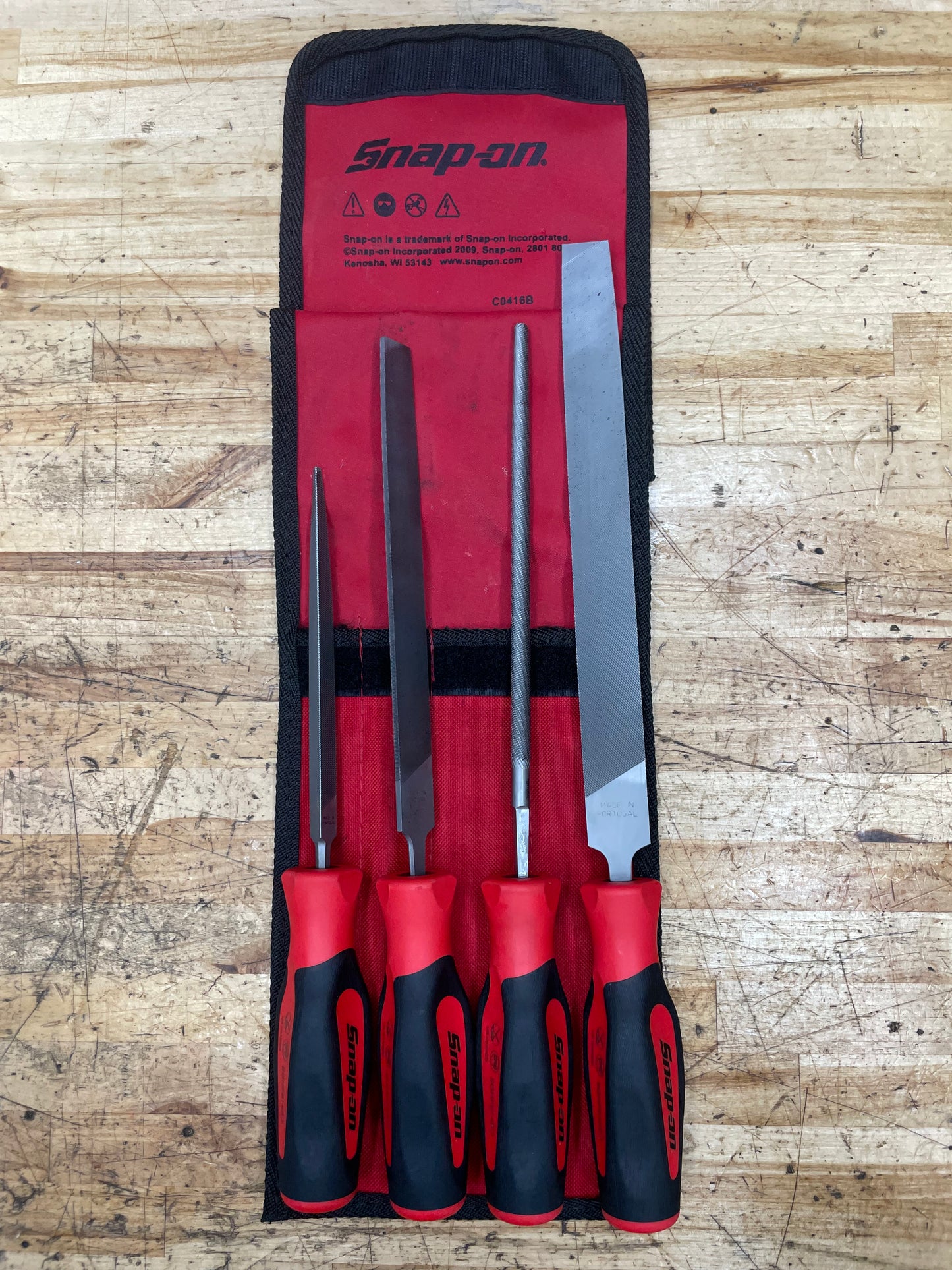 Snap On File Set Bastard Cut Instinct Handle 4pc USA C0416B
