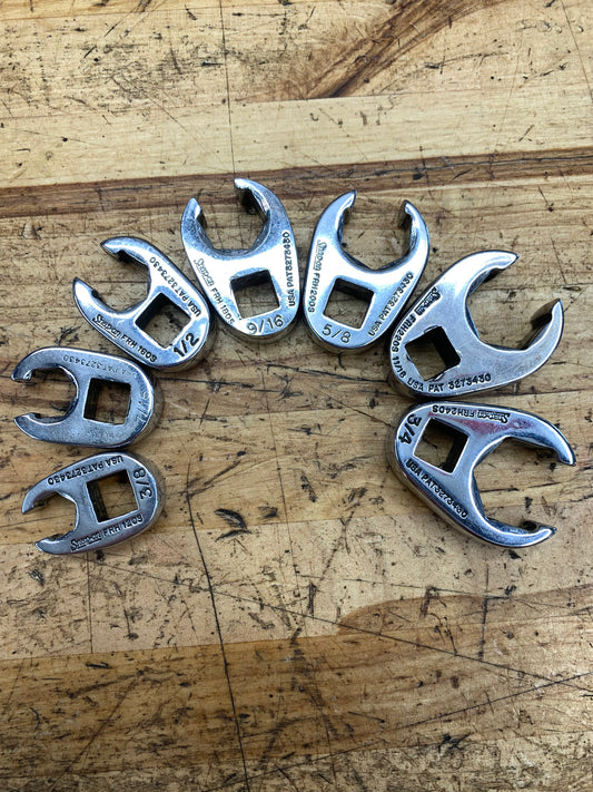 Snap On 3/8" SAE Flare Crowsfoot Socket Set 7pc  USA 207SFRH