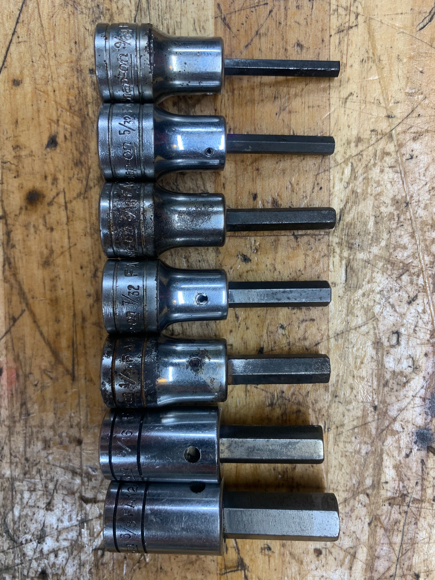 Snap On 3/8" SAE Hex Bit Socket Set USA 7pc. USA