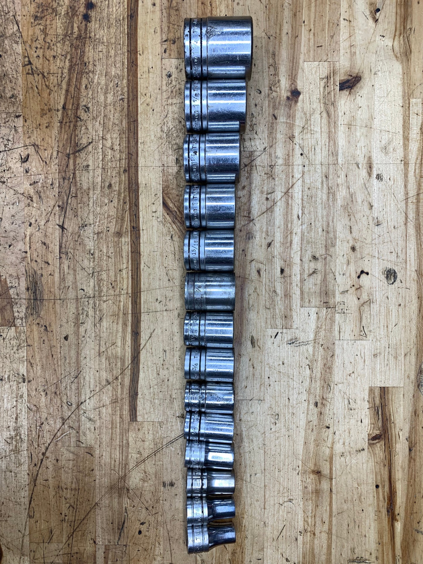 Snap On 1/2” SAE Shallow Socket Set 14pc USA 3/8"- 1-1/4"