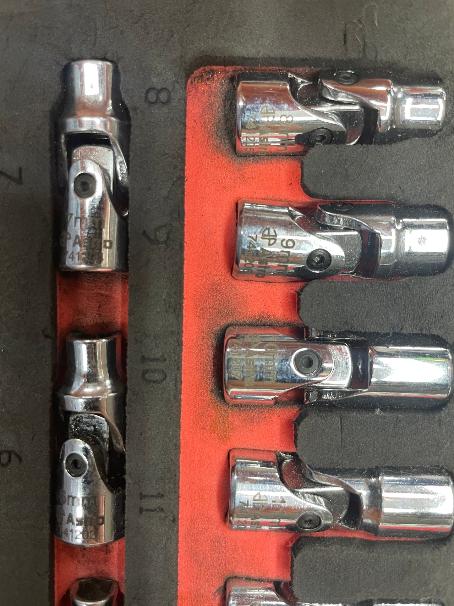 Astro Pneumatic 1/4” Metric Universal Swivel Socket Set 12pc in Foam 7412