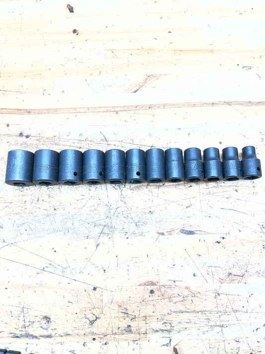 CAT by Snap On 1/2” Metric Shallow Impact Socket Set 12pc USA 10-21mm