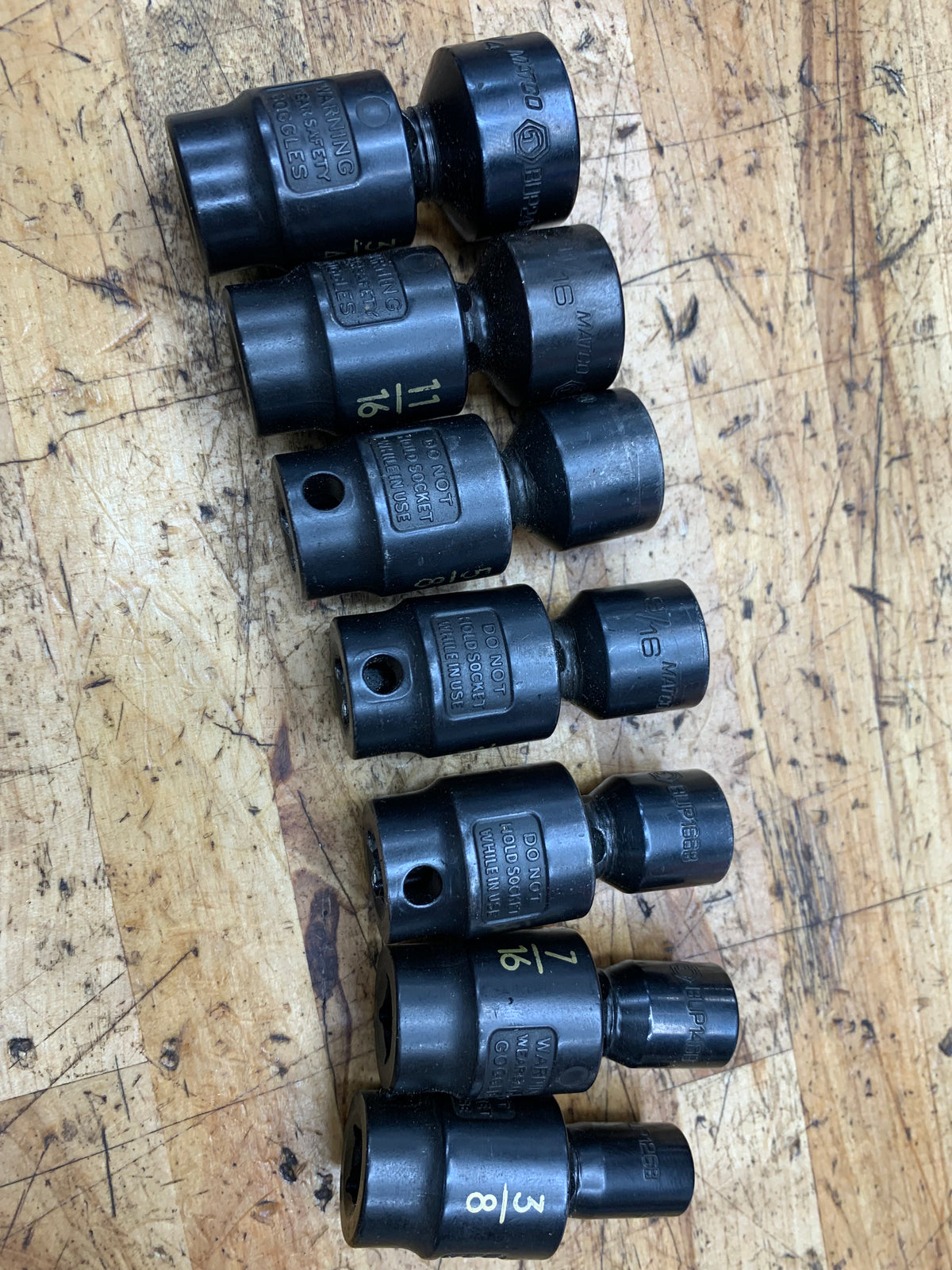 Matco 3/8" SAE Swivel Universal Impact Shallow Socket Set 7pc 3/8"-3/4"SXUP76TR