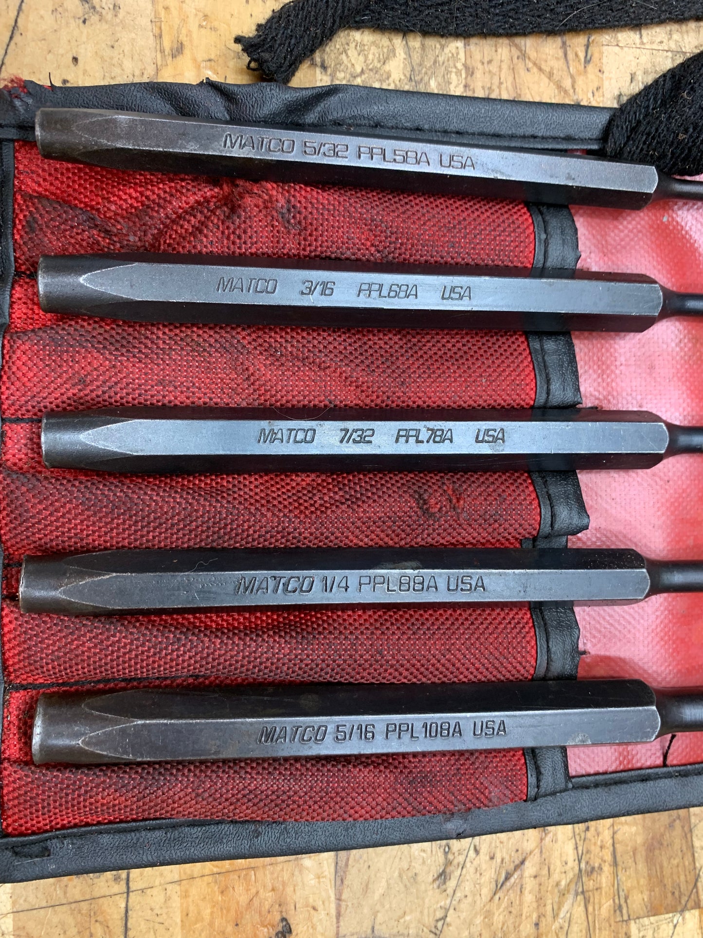 Matco Long Pin Punch 5pc Set USA SPPL5KA