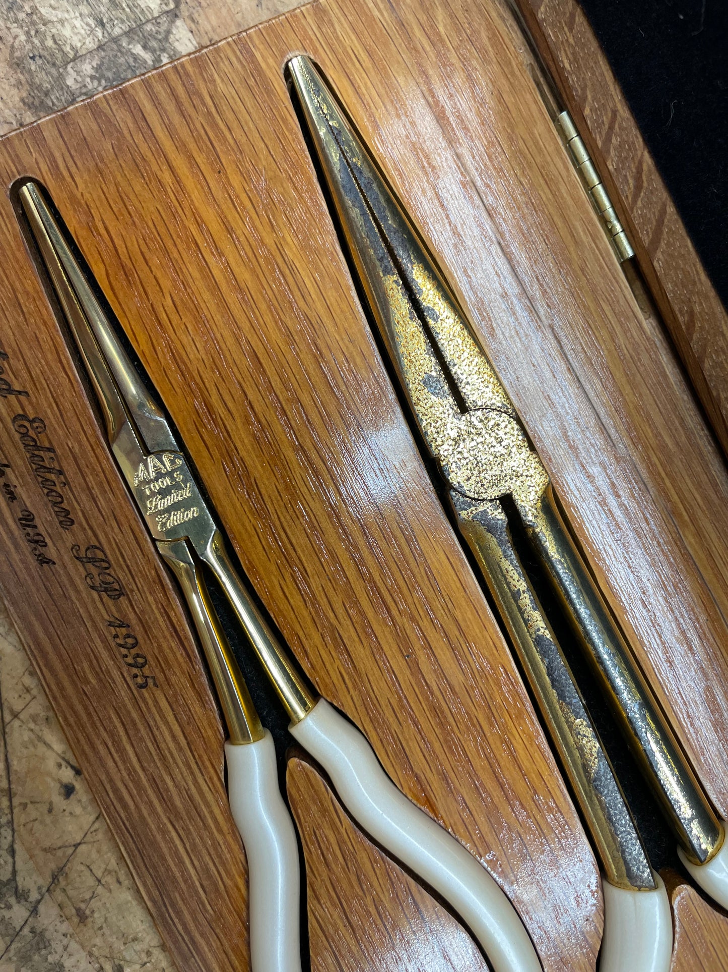 Mac Tools 1995 Limited Edition 24k Gold Plated Needle Nose Plier Set USA 4,195/9,999 SP1995
