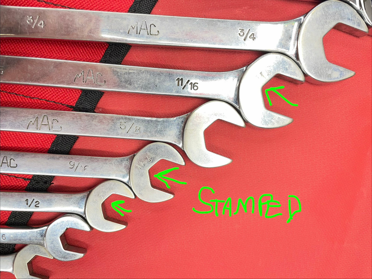 Mac SAE Short Pattern Combo Wrench Set 11pc 3/8”-1” USA