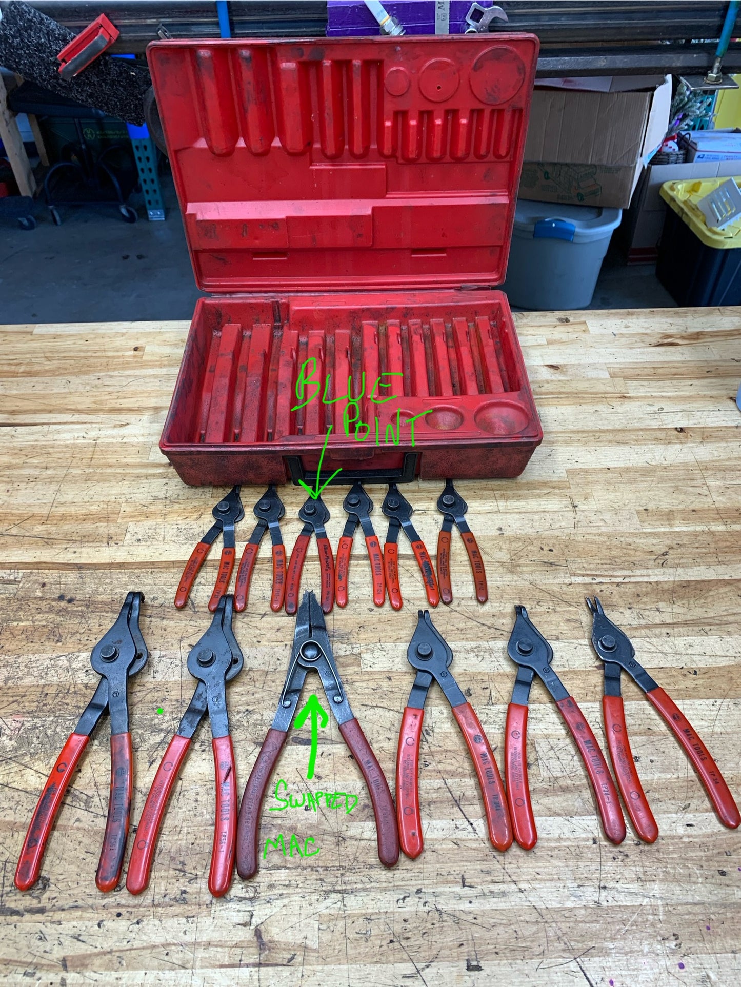 Mac Tools 12pc Snap Ring Plier Set USA PK1250