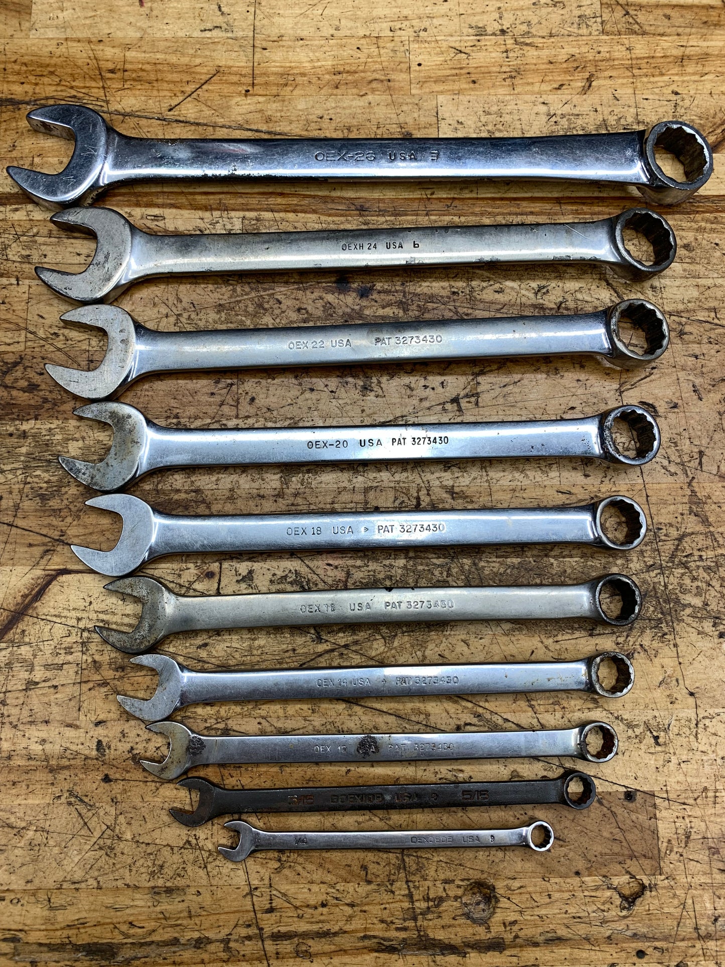 Snap On SAE Combo Wrench Set 10pc. 5/16" to 13/16" USA