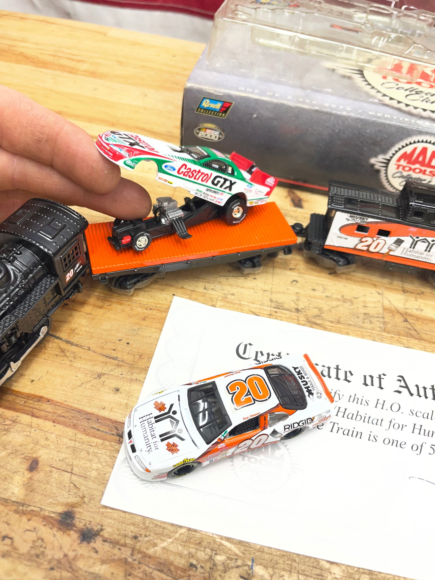 Mac Tools Vintage 1999 Collectors Club John Force & Tony Stewart Die Cast Tribute Train SET Revel