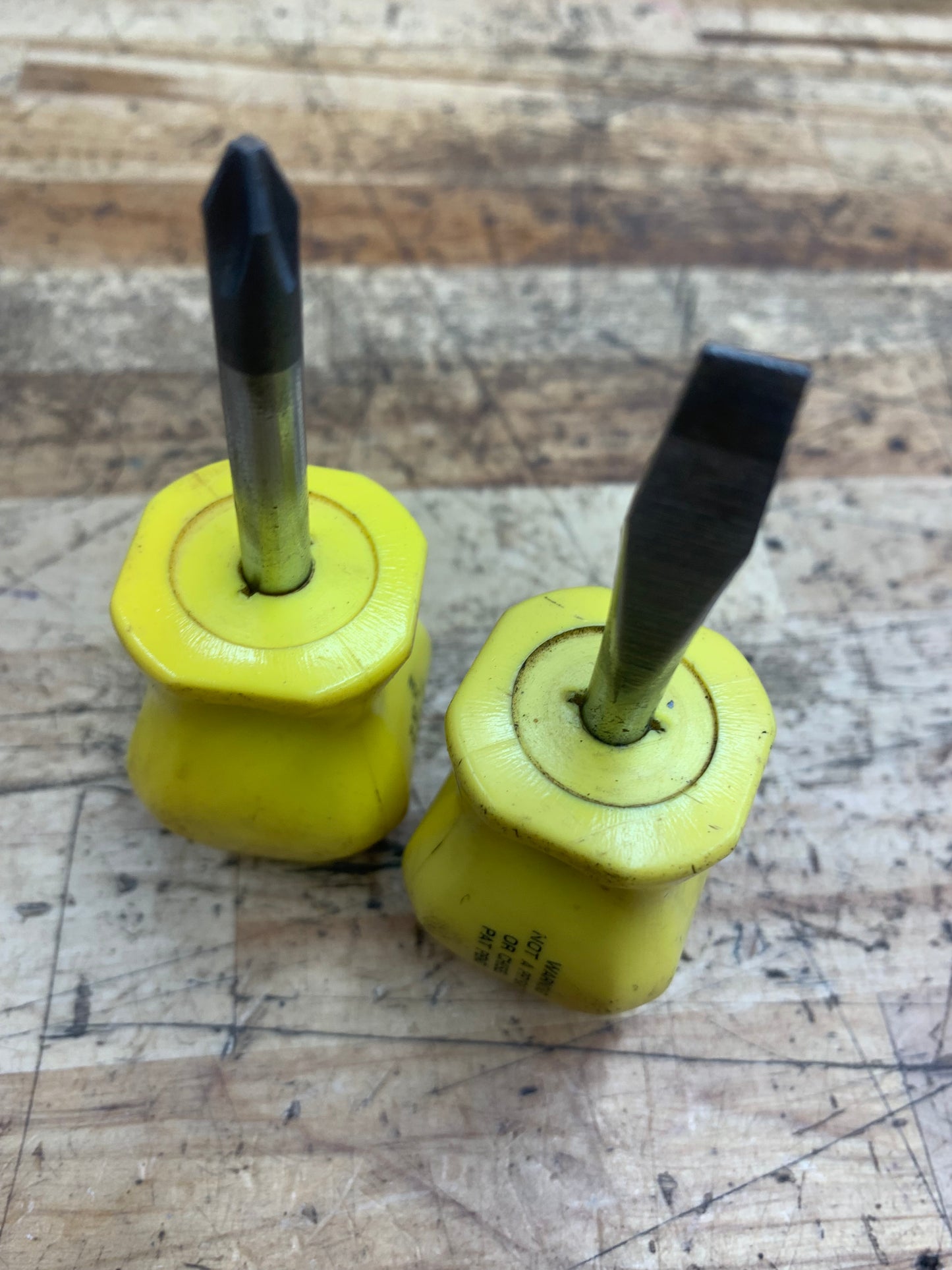 Snap On Yellow Stubby Screwdriver Set No.2 Phillips & Flathead Hard Handle USA