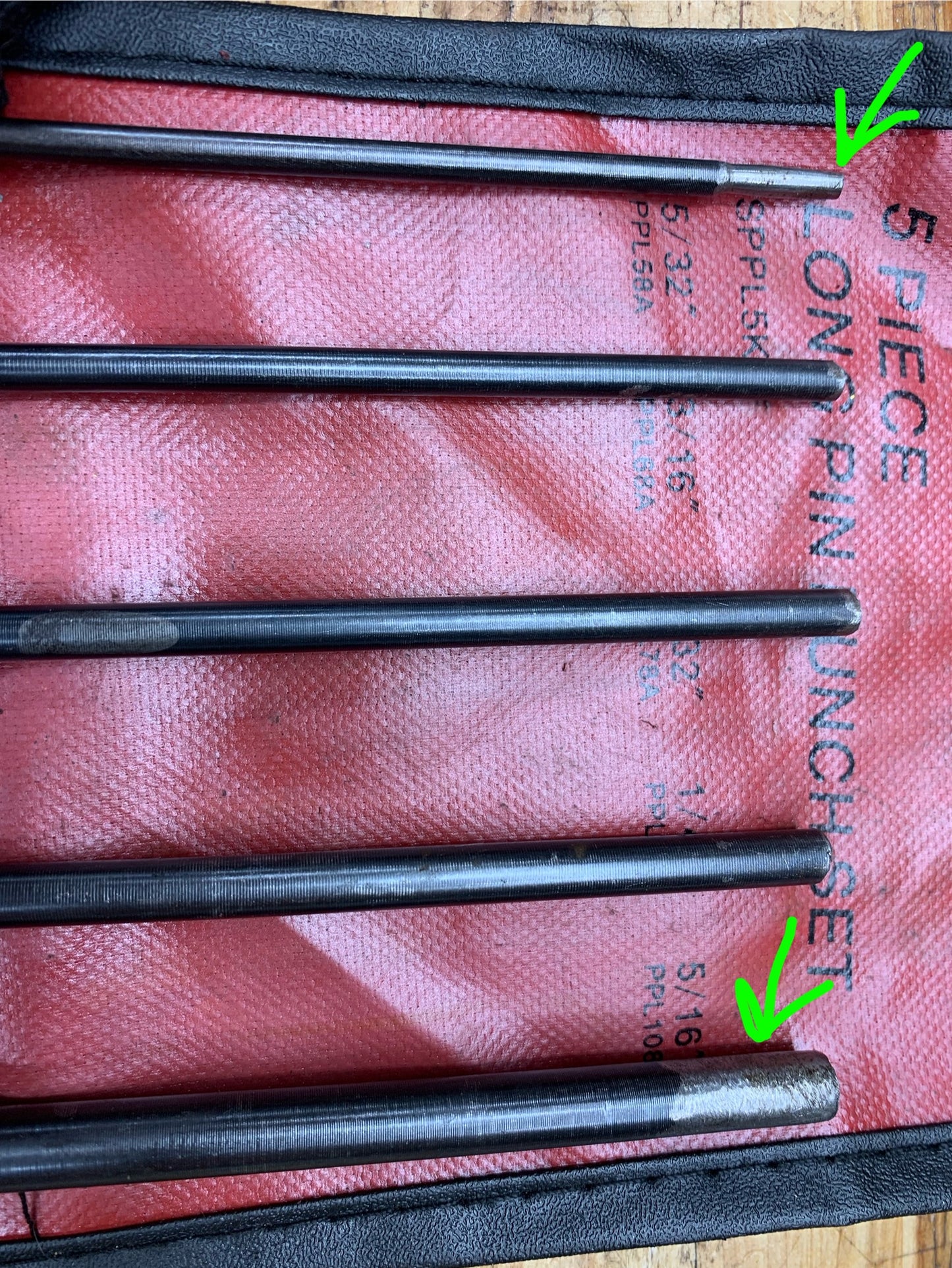 Matco Long Pin Punch 5pc Set USA SPPL5KA