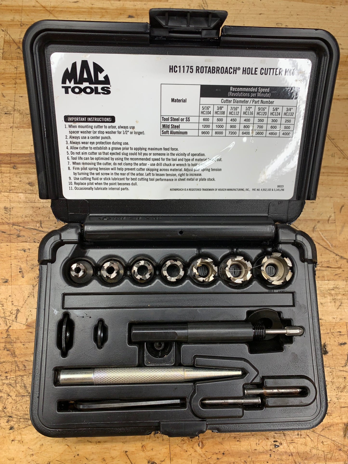 Mac Tools Rotabroach Sheet Metal Hole Cutter Set HC115