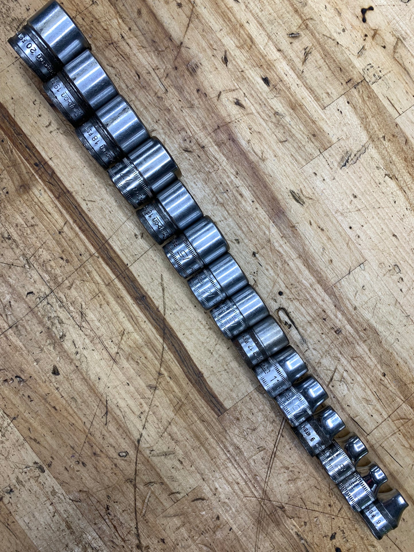 Snap On 3/8” Metric Shallow Socket Set 16pc. USA 6-20mm