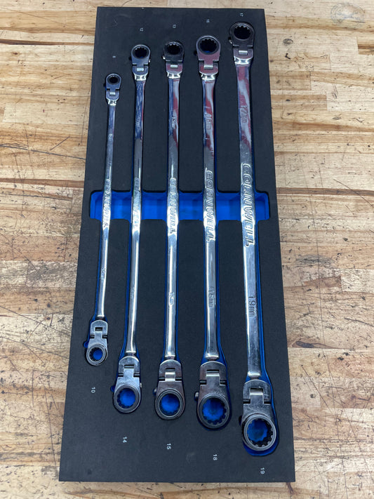 Cornwell Metric Long Flex Head Box Wrench Set 5pc 8-19mm CRWLF5MSA