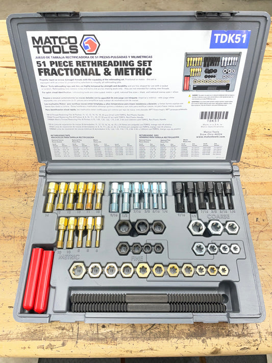Matco Rethreading Set 51pc. LIKE NEW USA TDK51