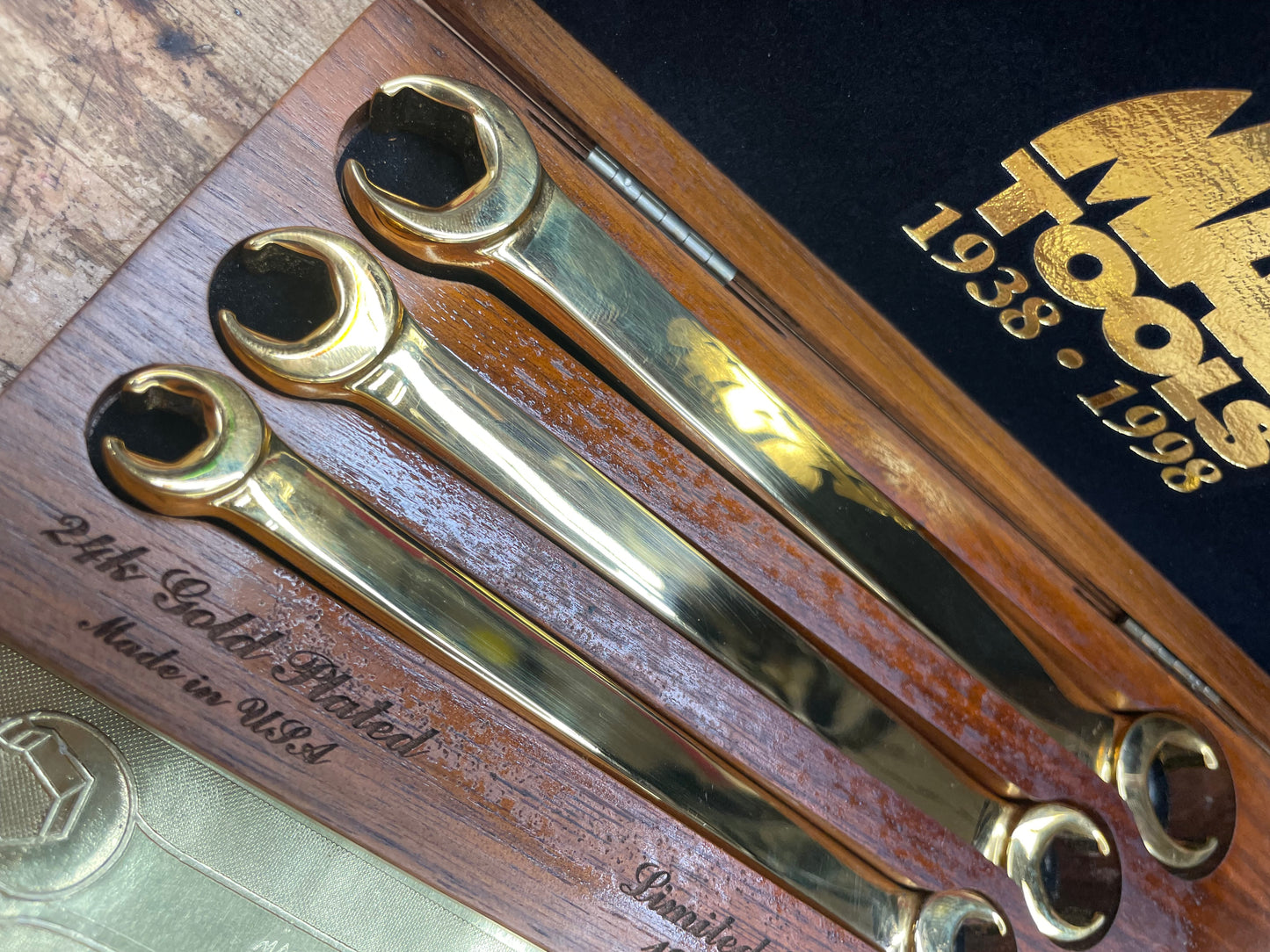 Mac Tools 1998 60th Anniversary Limited Edition 24k Gold Plated Flare Wrench Set USA 1998GOLD