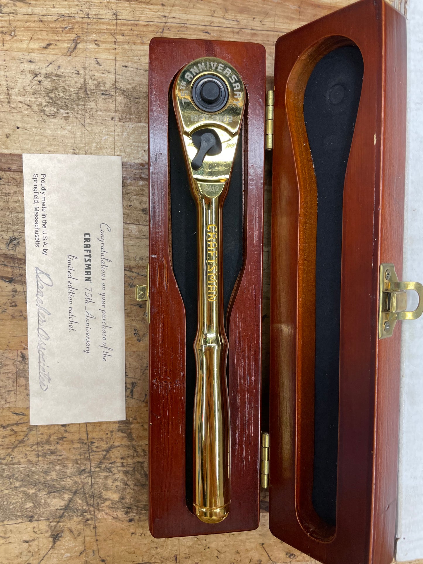 Craftsman Tools 75th Anniversary 2002 Limited Edition 22k Gold Plated Ratchet  USA VR44813