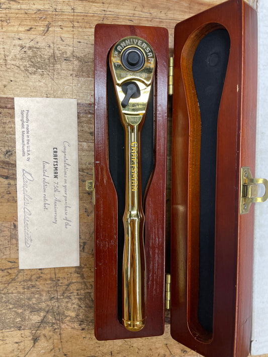 Craftsman Tools 75th Anniversary 2002 Limited Edition 22k Gold Plated Ratchet  USA VR44813