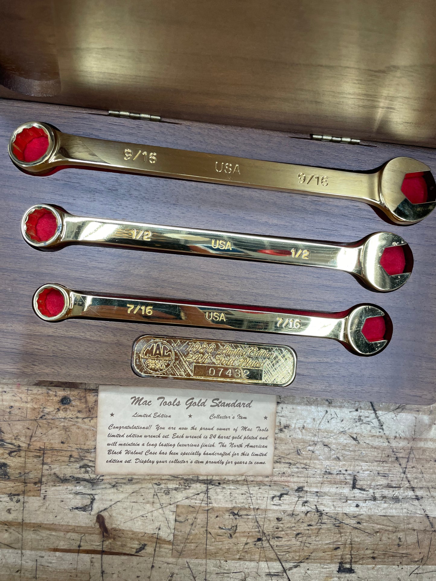 Mac Tools 1986 Limited Edition 24k Gold Plated Combo Wrench Set USA SCL1986