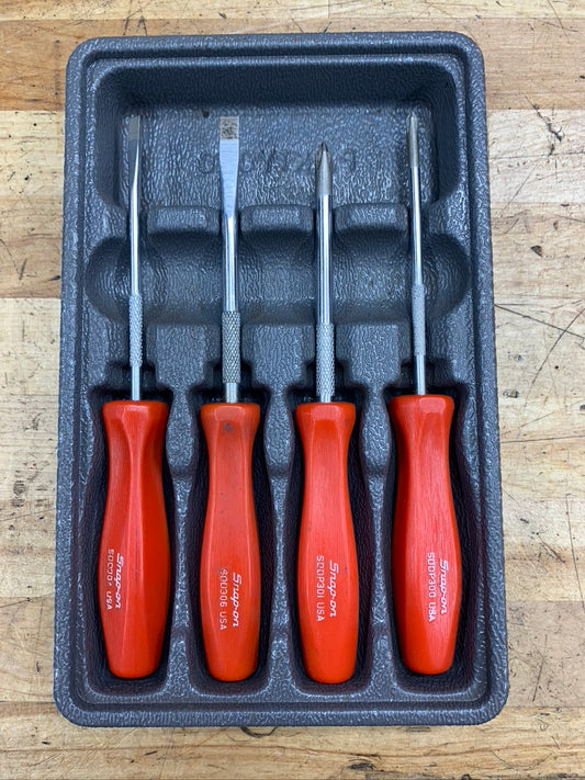Snap On Mini Screwdriver Tray Set 4pc Hard Handle SDDX40AR