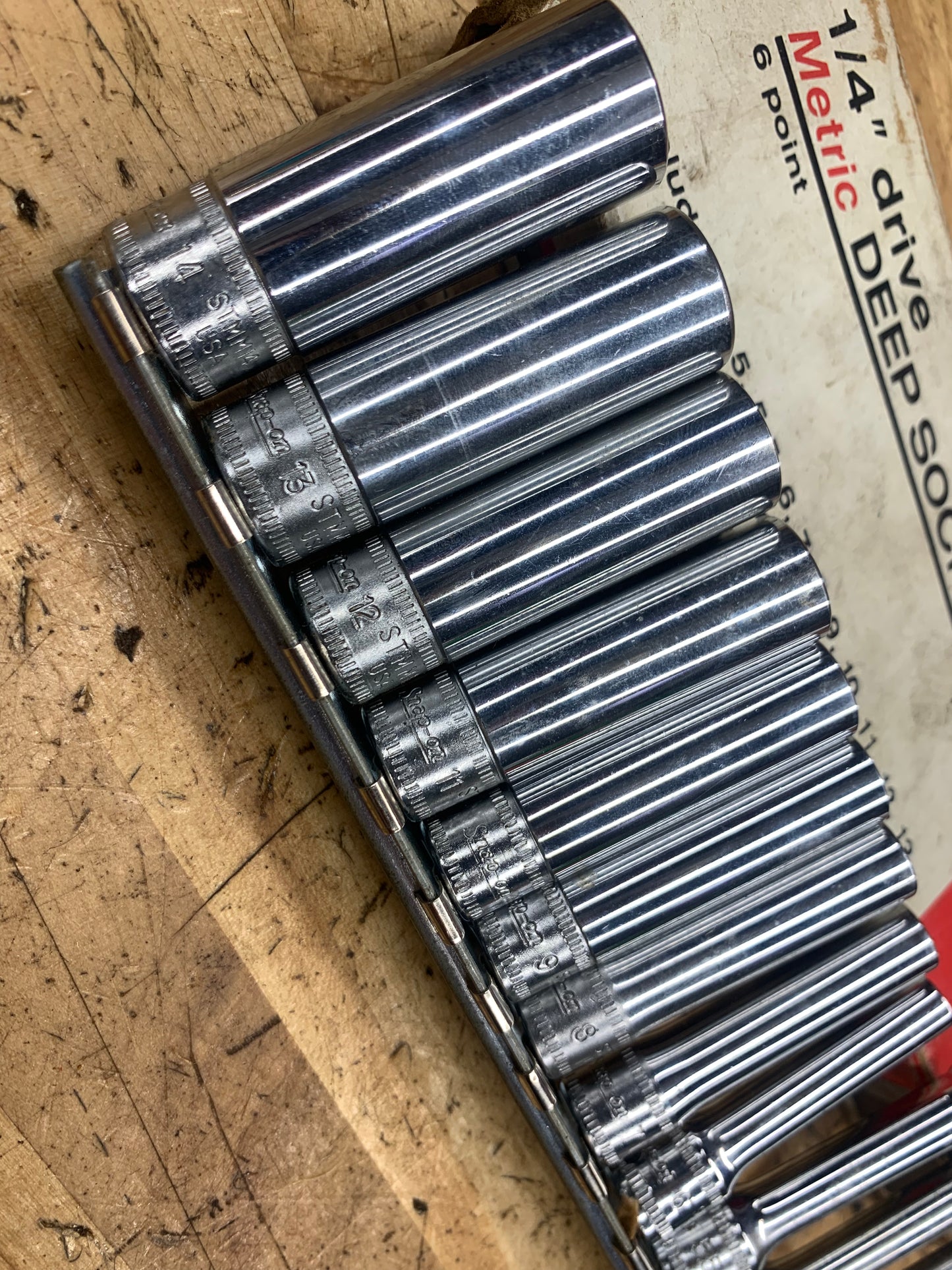 Snap On 1/4" Metric Vintage Deep Socket Set 12pc USA EXCELLENT CONDITION 112STMMY