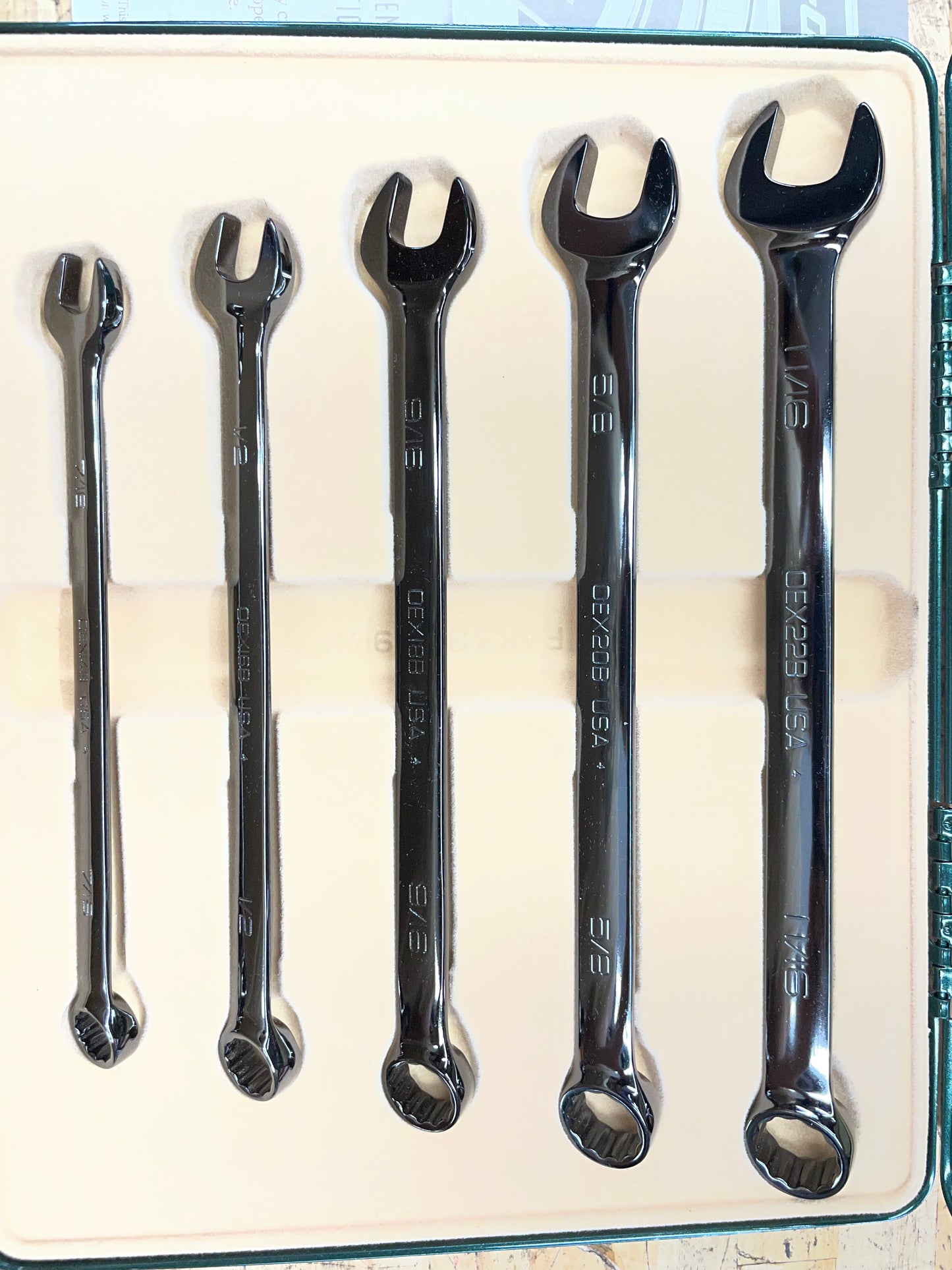 Snap On 75th Anniversary Edition 1995 24K Gold Engraved SAE Wrench Set 5pc USA KRA285