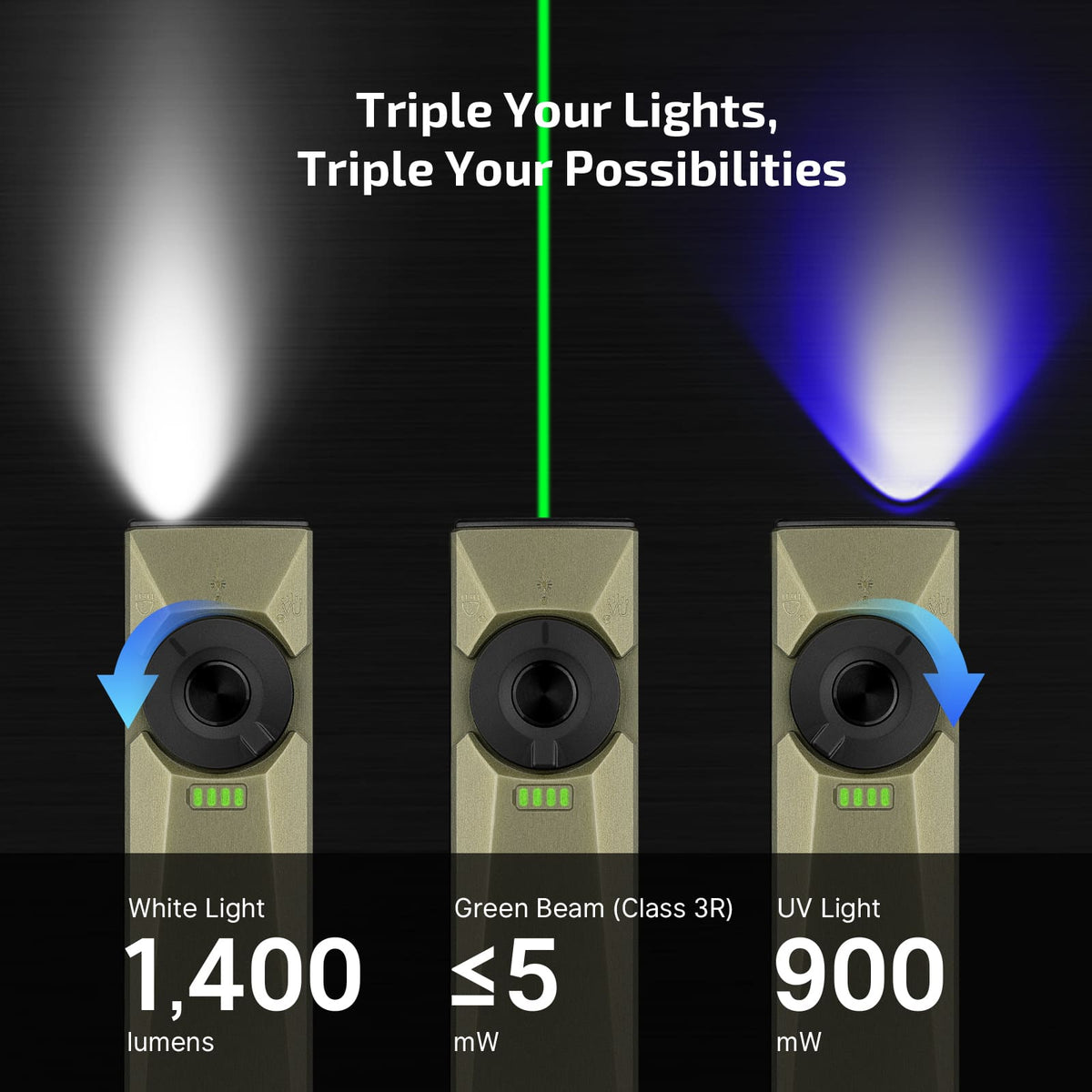 Olight Arkfeld Ultra 3-in-1 EDC Flashlight UV/Laser Olive Green BRAND NEW