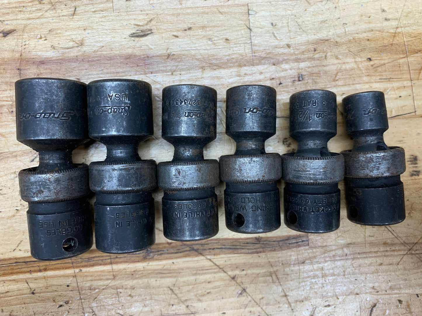 Snap On 3/8” SAE Impact Swivel Universal Socket Set 6pc USA