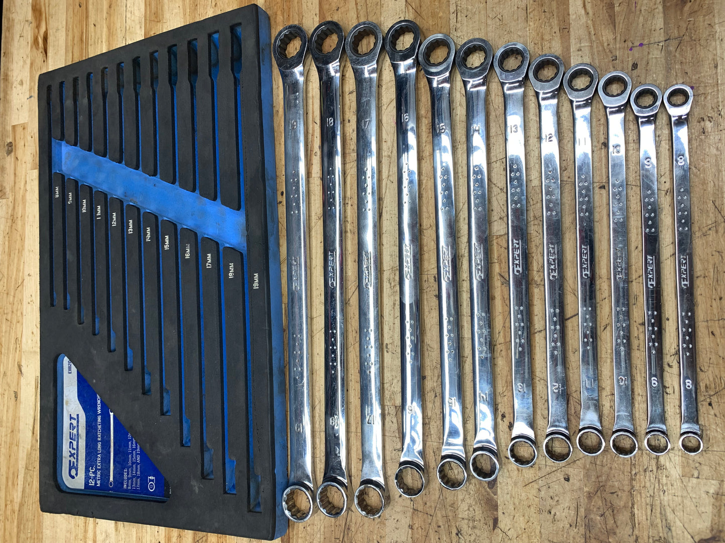 Expert by Mac Tools Metric Extra Long Ratcheting Box Wrench Set 12pc E111120