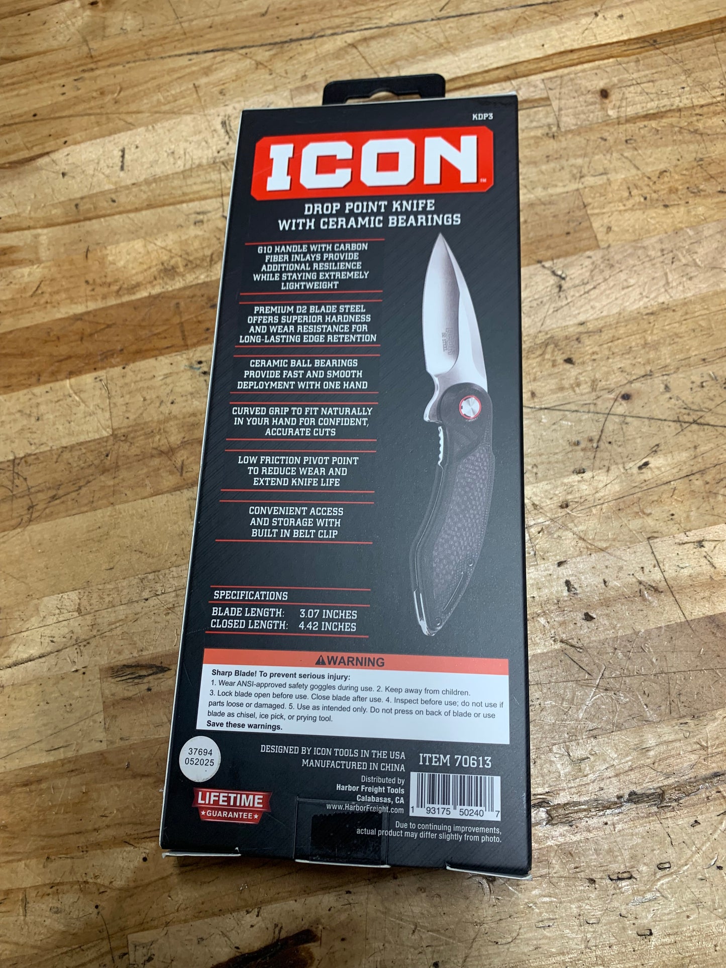 Icon G10 Grip Drop Point Pocketknife Ceramic Bearings KPD3